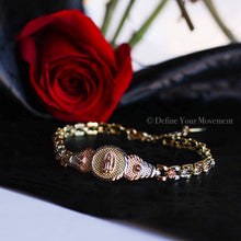 Load image into Gallery viewer, Gold Bracelet - Tri-Color Virgen De Guadalupe Bracelet - 8&quot;
