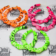 Load image into Gallery viewer, Neon Orange Bandana Hoop Earrings
