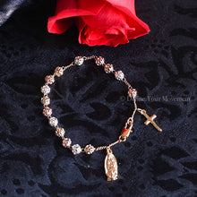 Load image into Gallery viewer, Gold Bracelet - Tri-Color Virgen De Guadalupe Bracelet - 8”
